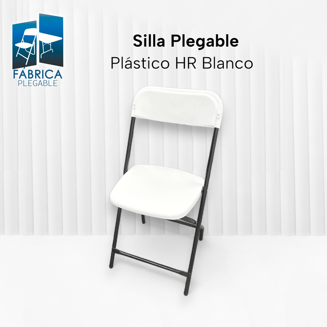 Silla plegable con asiento y respaldo en plástico HR blanco