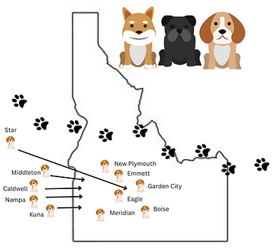 Idaho Treasure Valley Dog Training Map