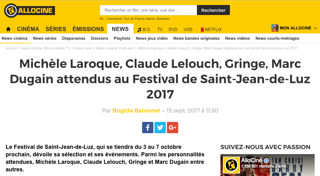 ALLOCINÉ 15 septembre 2017