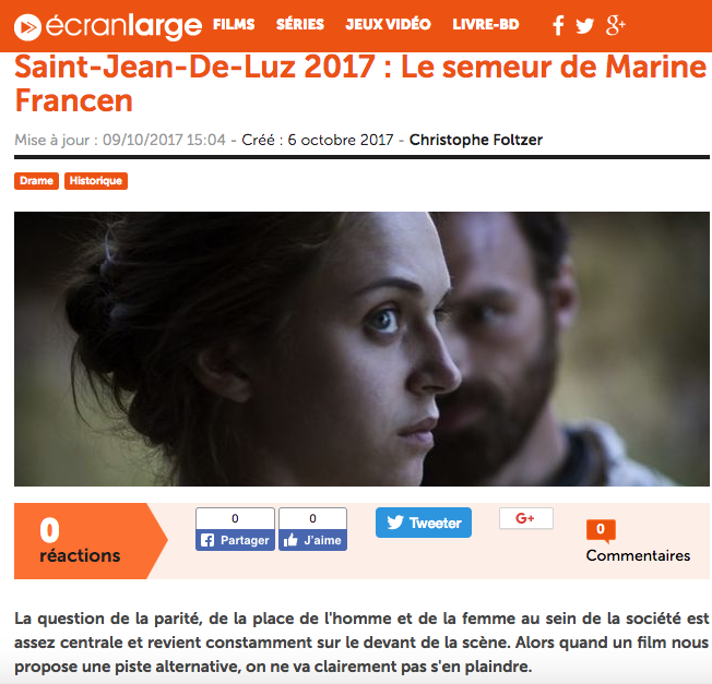 Ecran Large - 6 octobre 2017