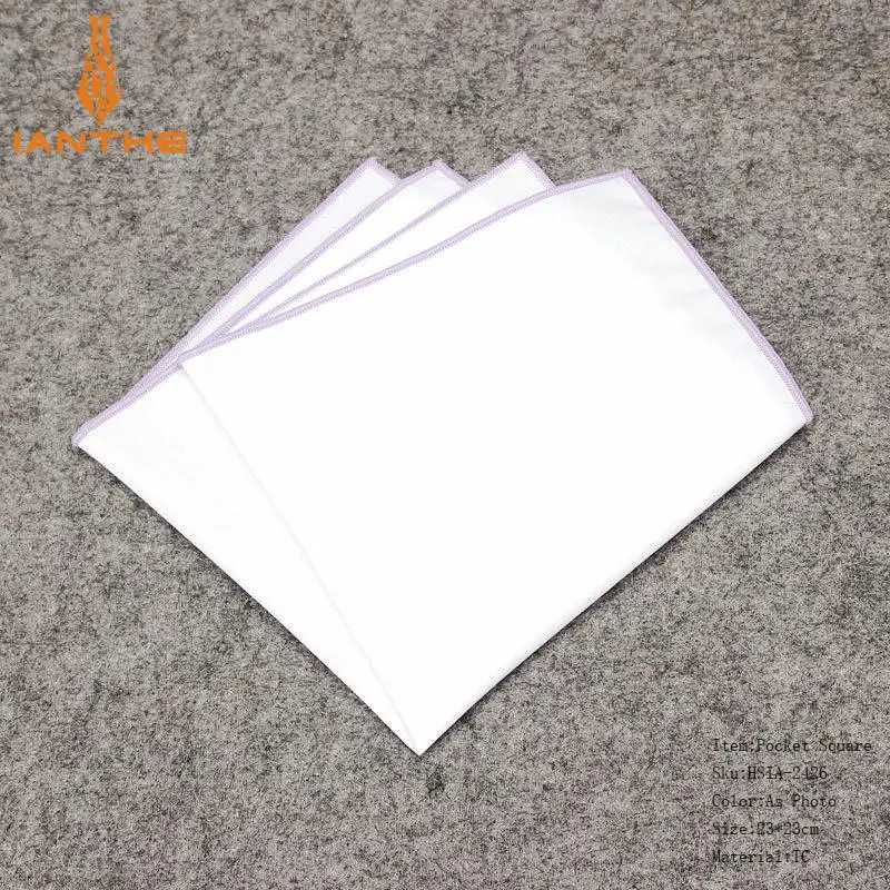Thumbnail: 2018 Fashion Mens Cotton White Handkerchief Colorful Rim Pocket Square for Men