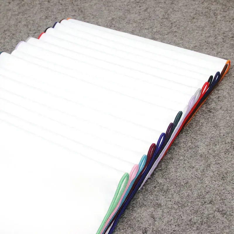 Miniatura: 2018 Fashion Mens Cotton White Handkerchief Colorful Rim Pocket Square for Men