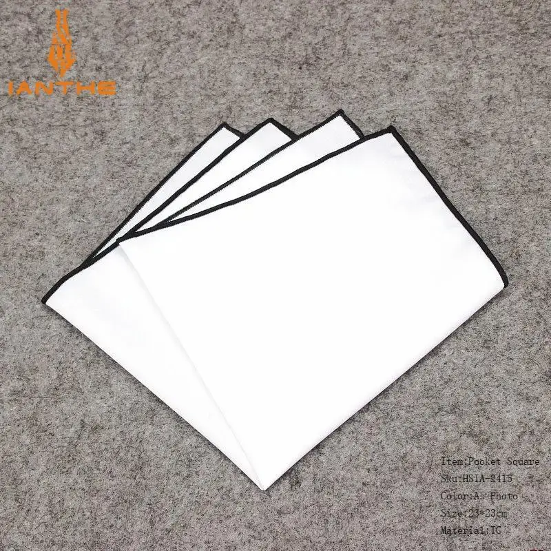 Miniatura: 2018 Fashion Mens Cotton White Handkerchief Colorful Rim Pocket Square for Men