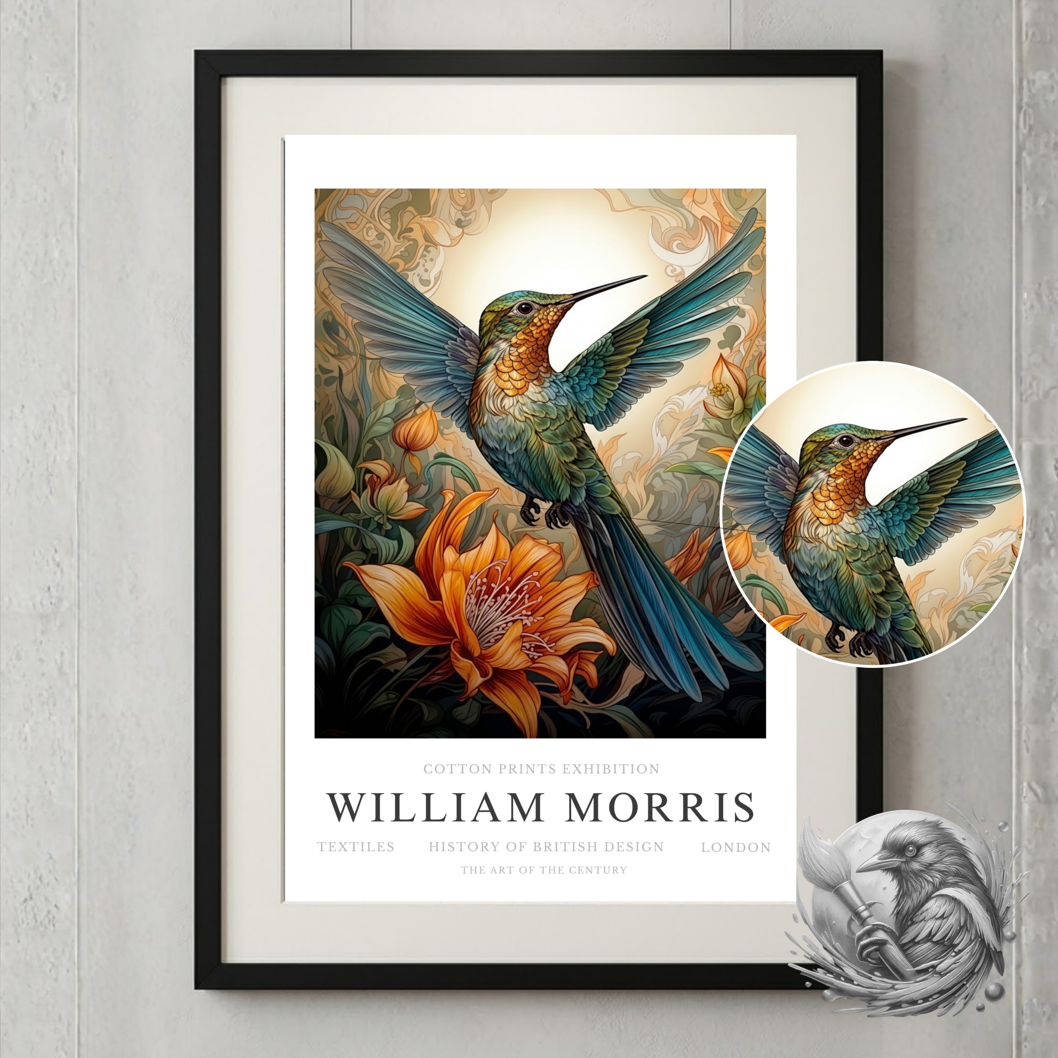 William Morris Botanical Bird Print