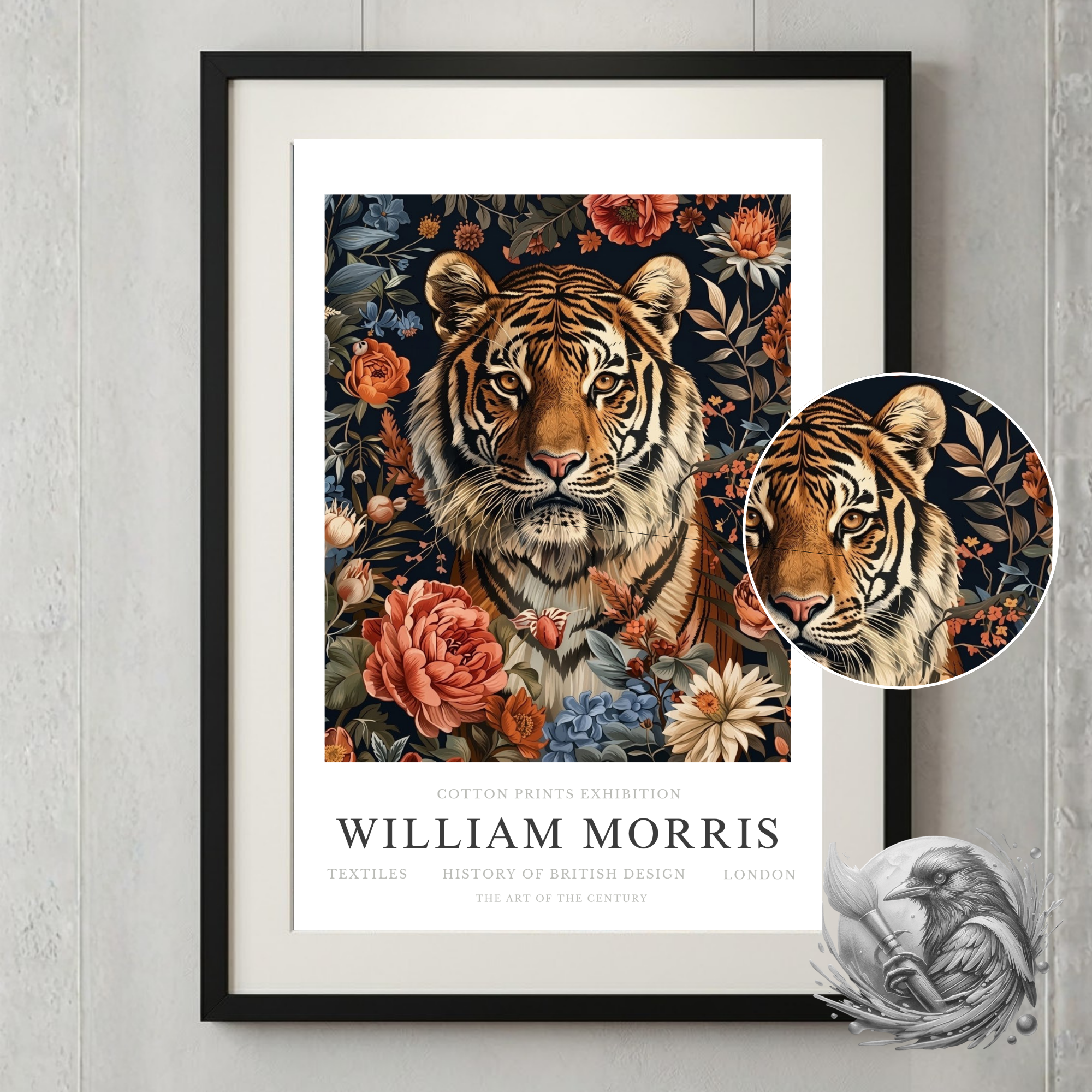 William Morris Tiger Art Print - Vintage Botanical Jungle Poster