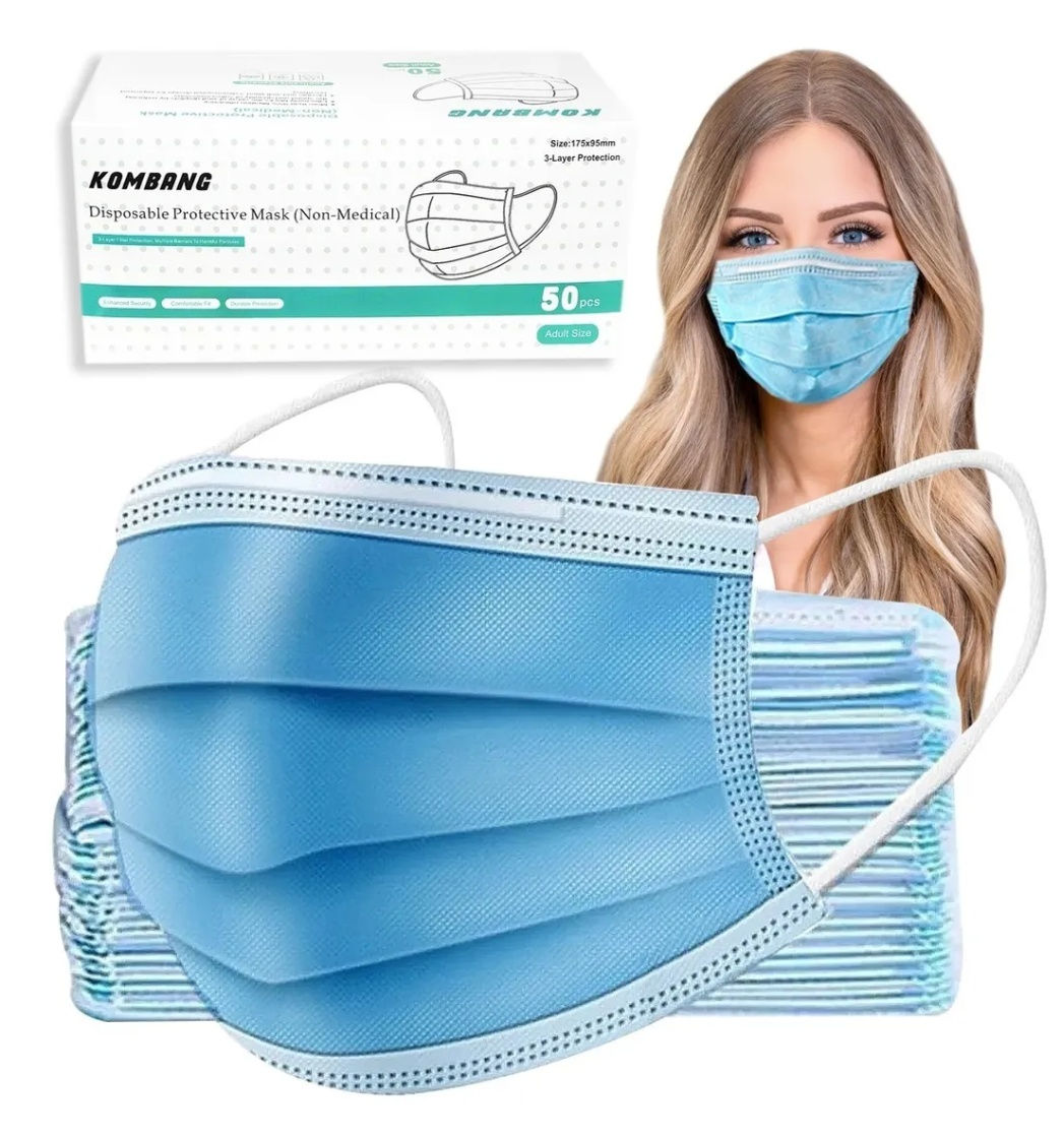 Caja cubre bocas tricapa azul 50 pzs