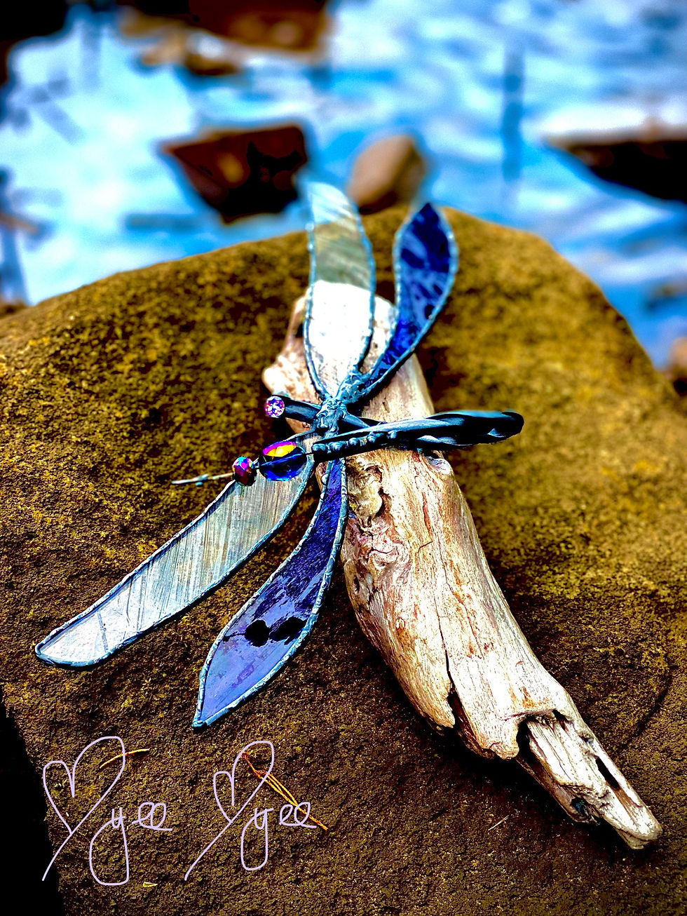 Purple Dragon fly with Swarovski Crystal bead tail