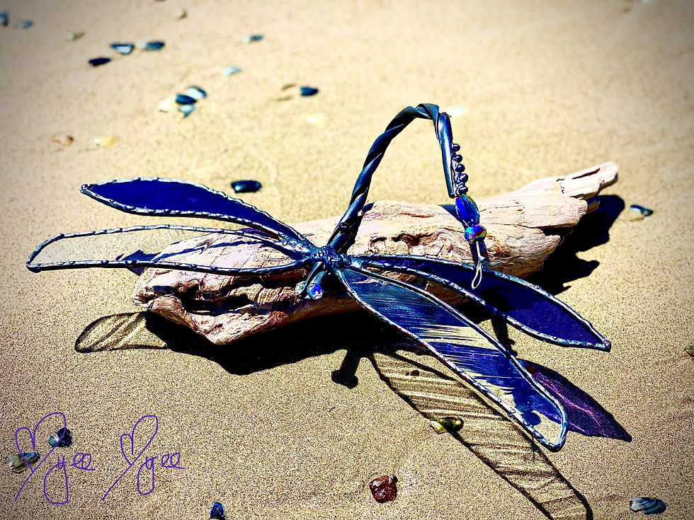 Thumbnail: Purple Dragon fly with Swarovski Crystal bead tail