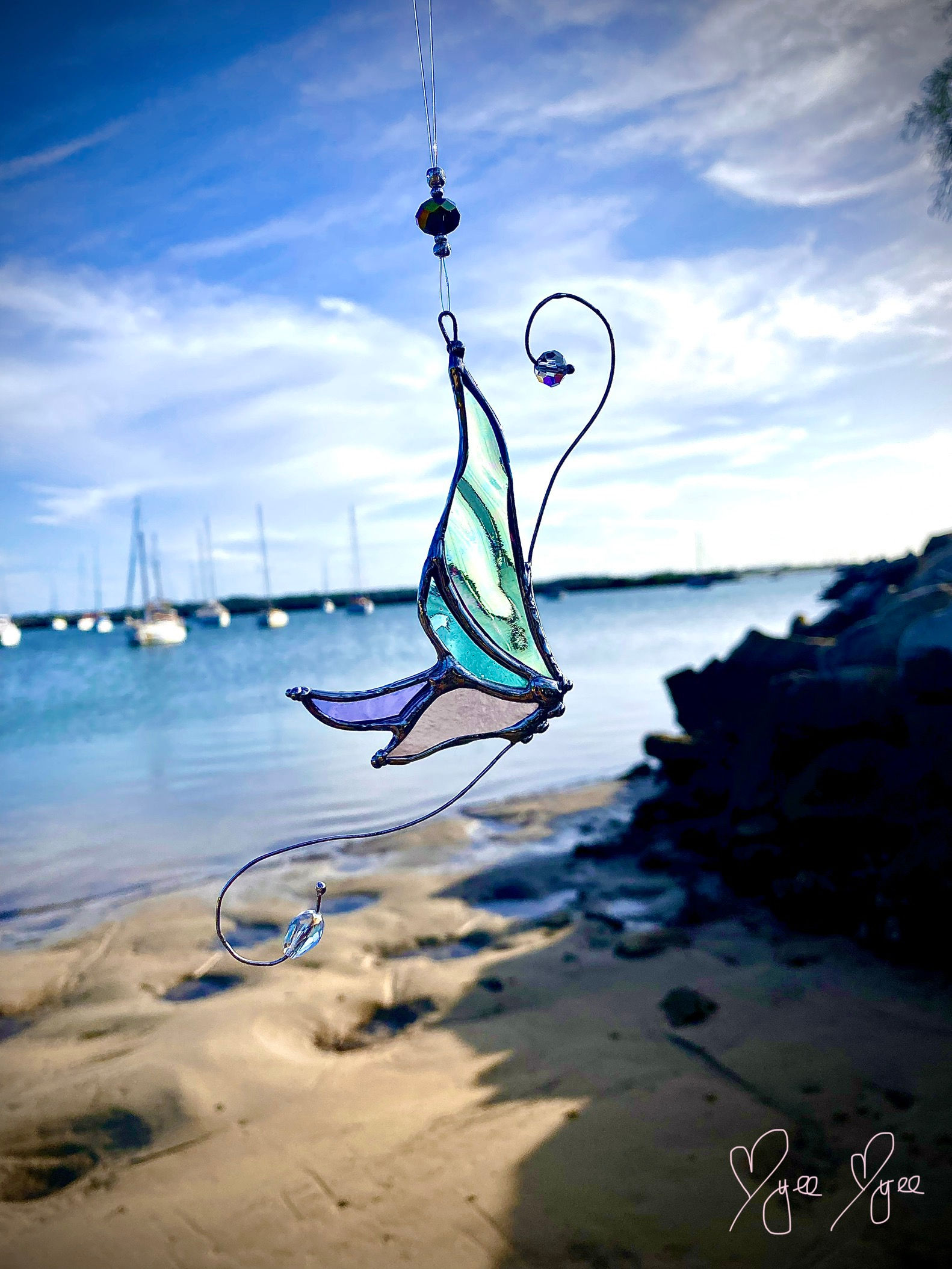 Fairy Butterly wings with Swarovski crystals beads on copper wire.