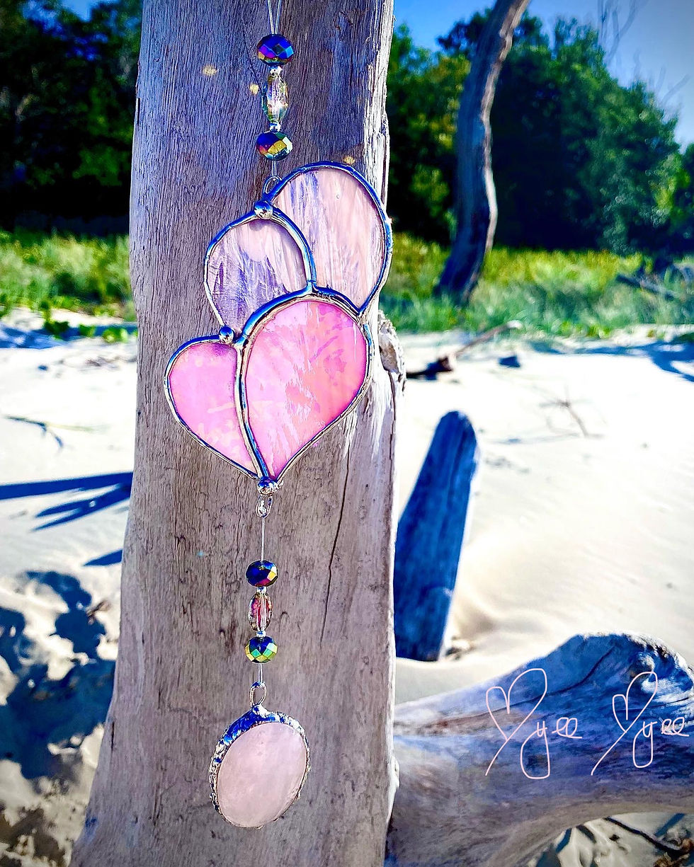 Thumbnail: Double love heart with Swarovski Crystals