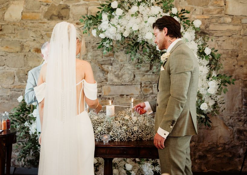 Bride and Groom getting Married, Hazelwood Floristry