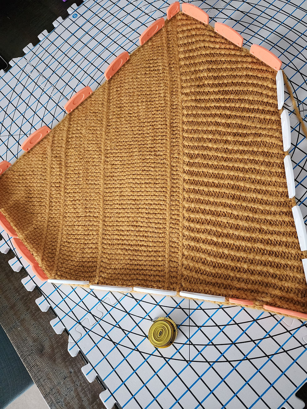 Wet blocking for the Winterline Cowlkerchief by Winters Weather Knits