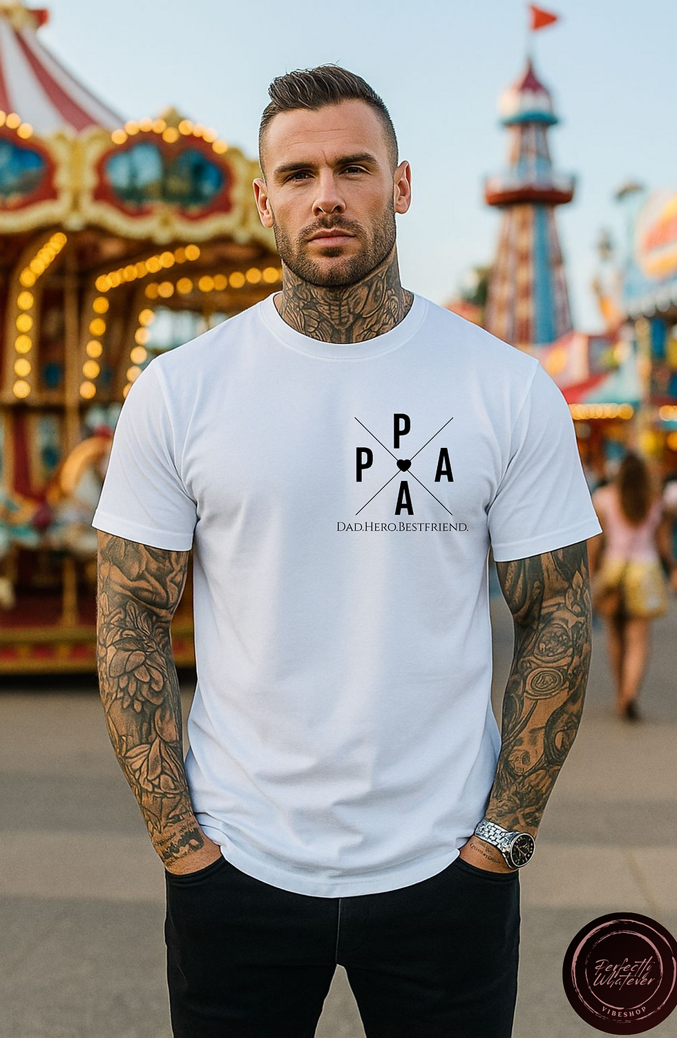 weißes Unisex T-Shirt Vorderansicht T-Shirt mit Papa Spruch Geschenk zum Geburtstag Geschenk zum Vatertag