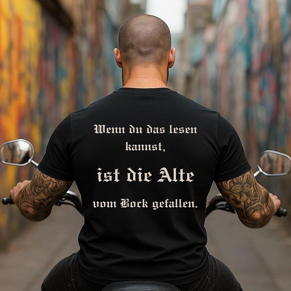 schwarzes Unisex T-Shirt Rückenansicht T-Shirt mit Spruch Motorrad fahren