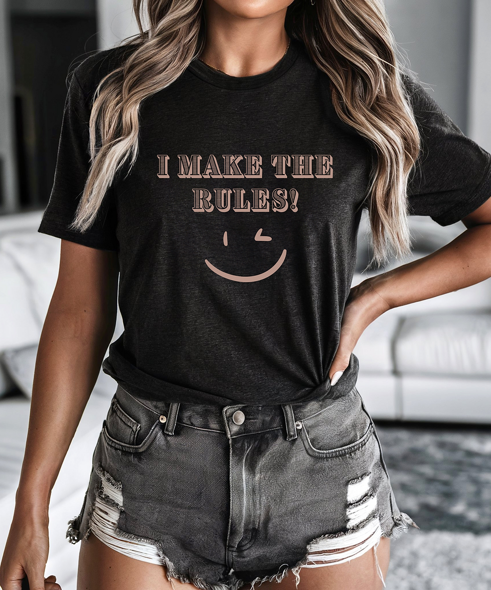 Couple T-Shirt mit Spruch I make the rules in schwarz