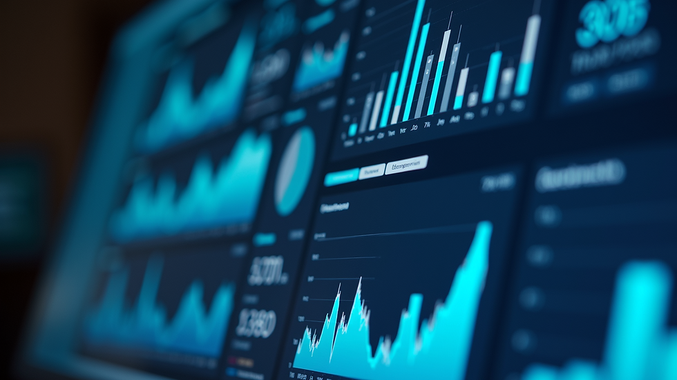 Close-up view of a digital dashboard showing marketing analytics and campaign performance