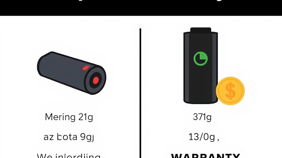 Comparison of a black and red "Original Battery" on the left with text and a black "Duplicate Battery" on the right with a coin icon.