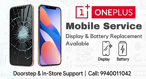 OnePlus mobile service: display and battery replacement available