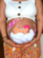 Belly painting bébé nuage