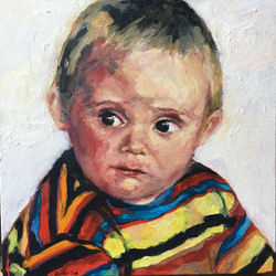 Pelayo and his striped shirt 2019 (Oil 30x30))