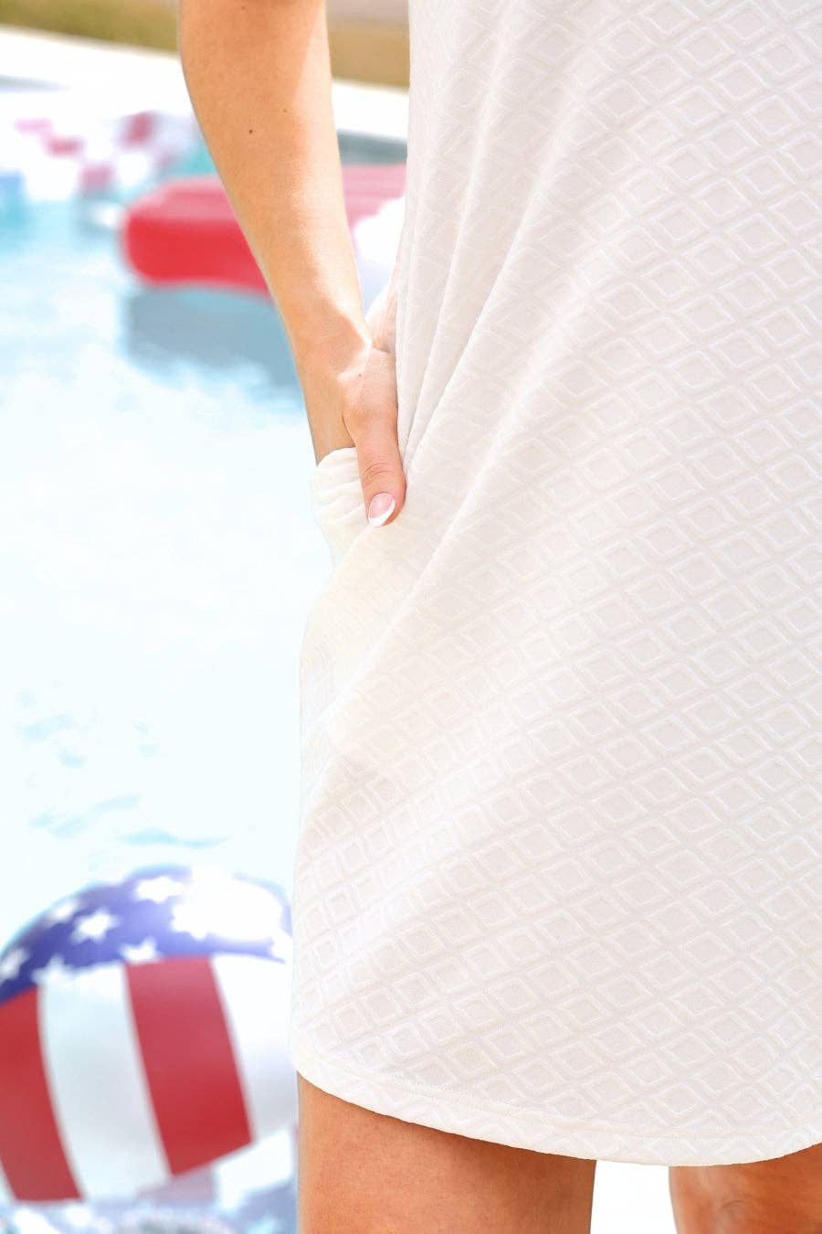 Thumbnail: Ezra Textured Zipper Dress- Americana