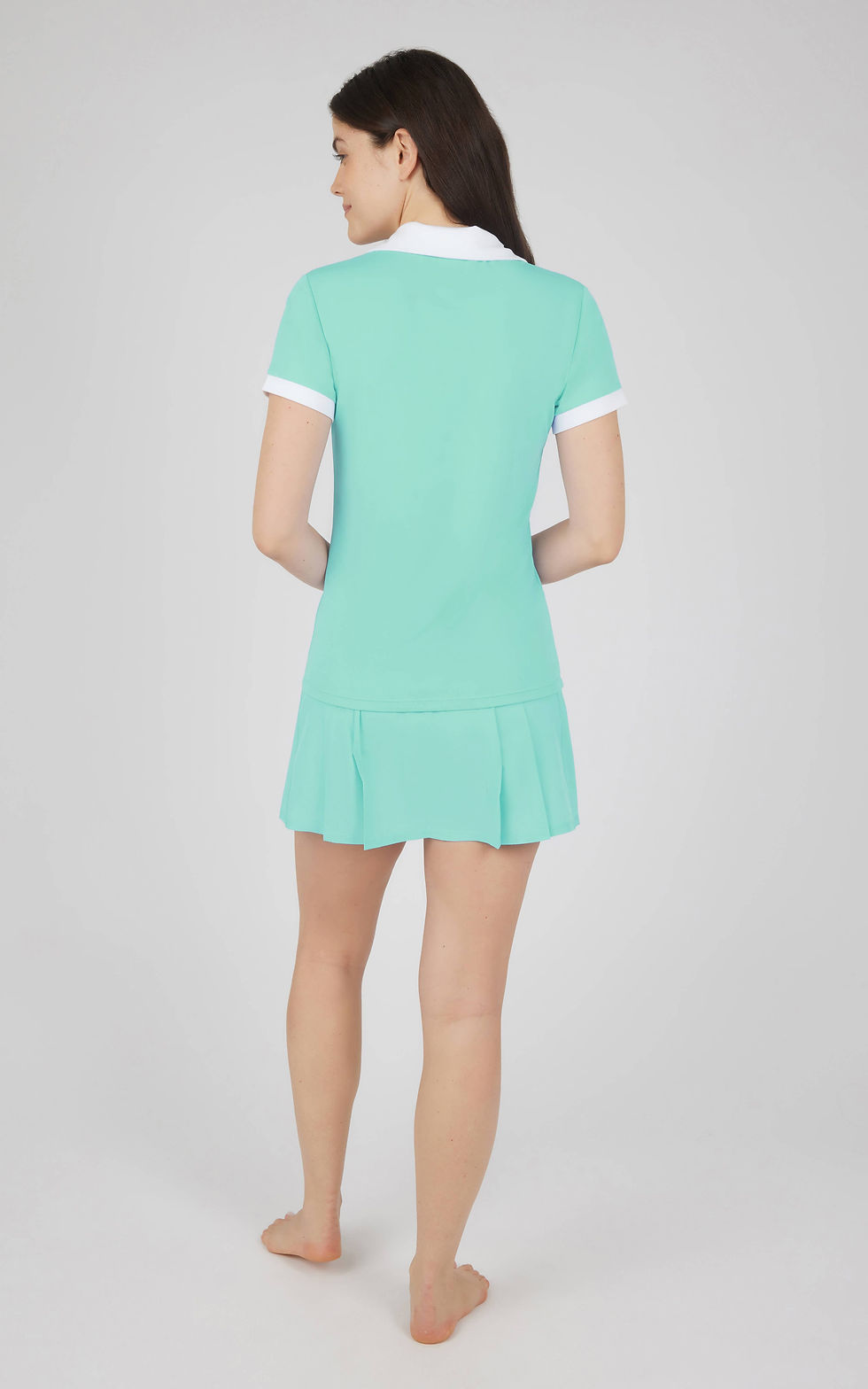 Thumbnail: Women's Nudetech Polo Top and Skort Set: SEA GLASS