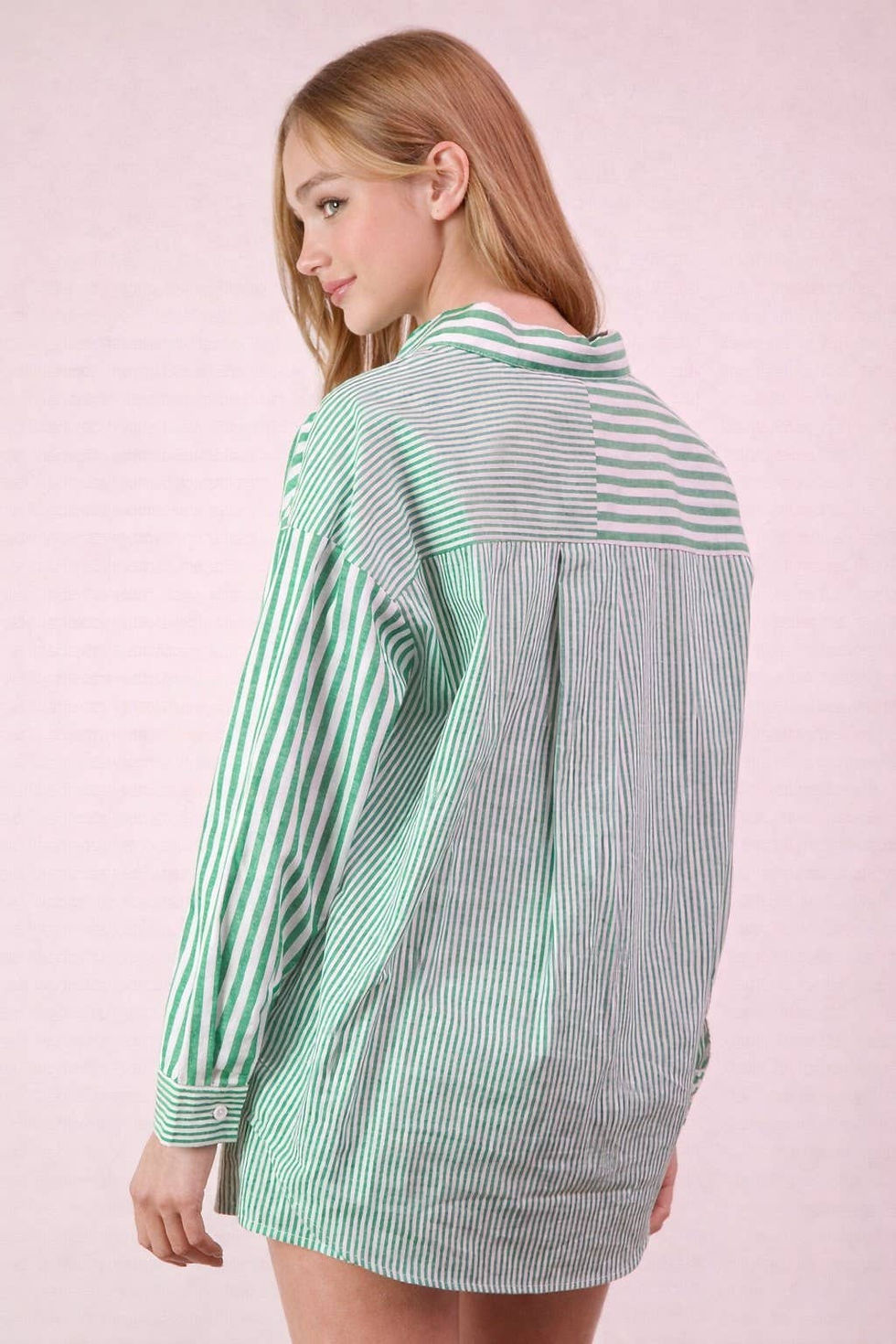 Thumbnail: NT12020SET-Striped Oversized Comfy Shirt Top & Shorts Set
