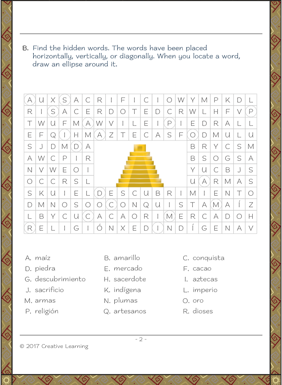 Thumbnail: Spanish Cultural Writing Activities Build Colour your own AZTECA Deity