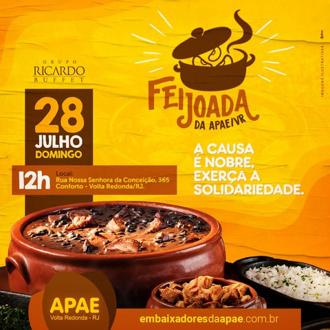 Feijoada da Apae-VR é realizada para arrecadar recursos para a instituição