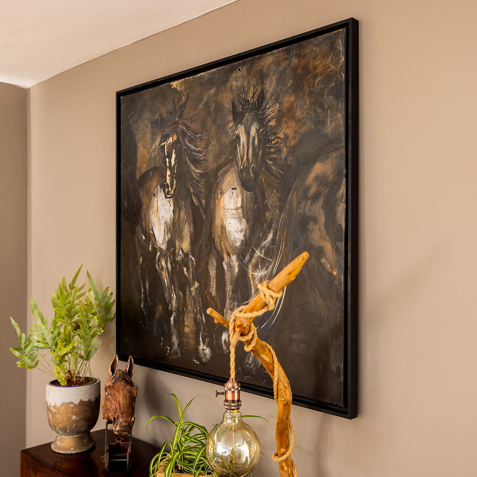 Thumbnail: Stampeding Horses – Ink & Oil on Canvas