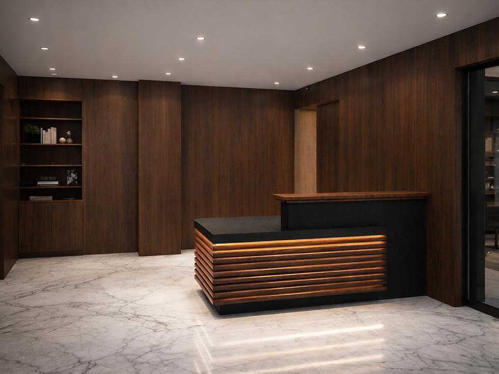 BANQUE D'ACCUEIL DESIGN LED FEAU