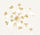 Soft gold floral and starburst design used as a decorative accent.