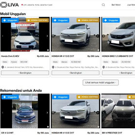 Melalui LIVA, konsumen dapat mengakses unit Honda Certified Used Car dengan informasi yang disajikan secara transparan, mulai dari model, harga, tahun produksi, jarak tempuh, hingga lokasi kendaraan.