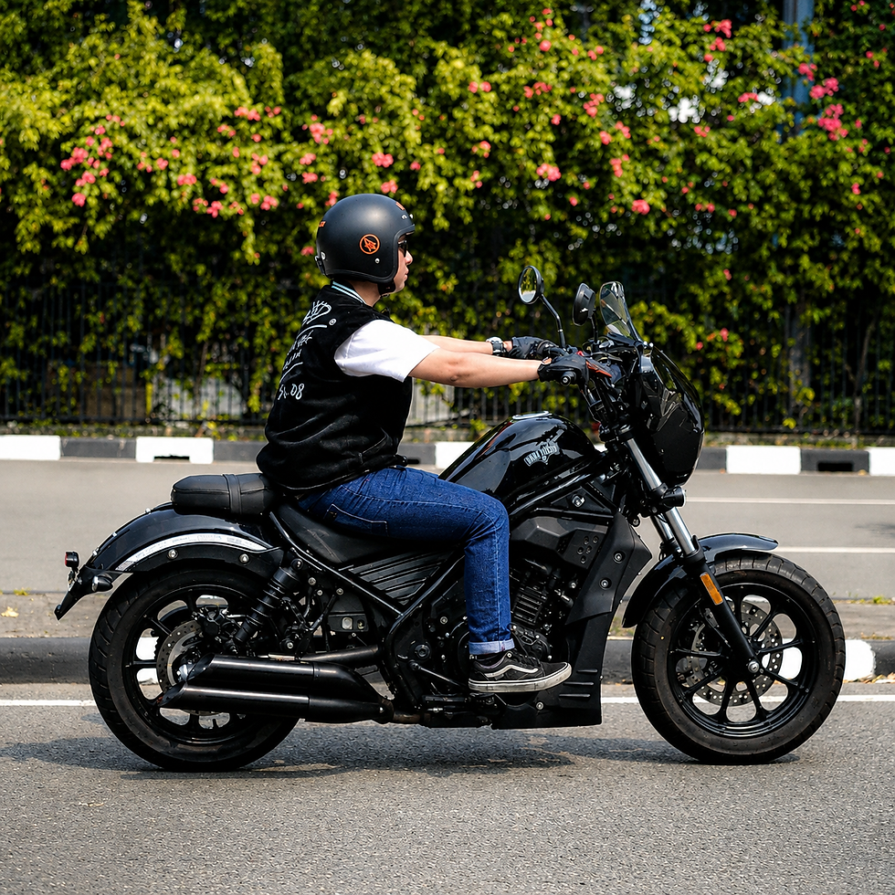 Ada kemiripan desain dan stance antara Keeway Road Falcon (atas) dengan Honda Rebel (bawah) yang sama-sama menawarkan kenyamanan cruiser bike.