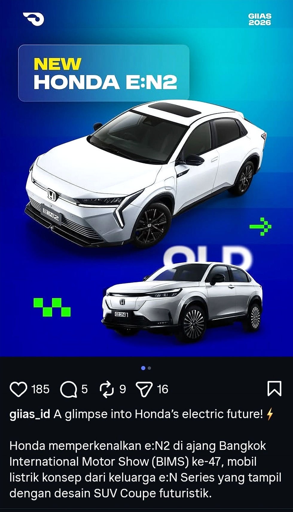 Honda e:N2 menjadi penerus dari Honda e:N1.
