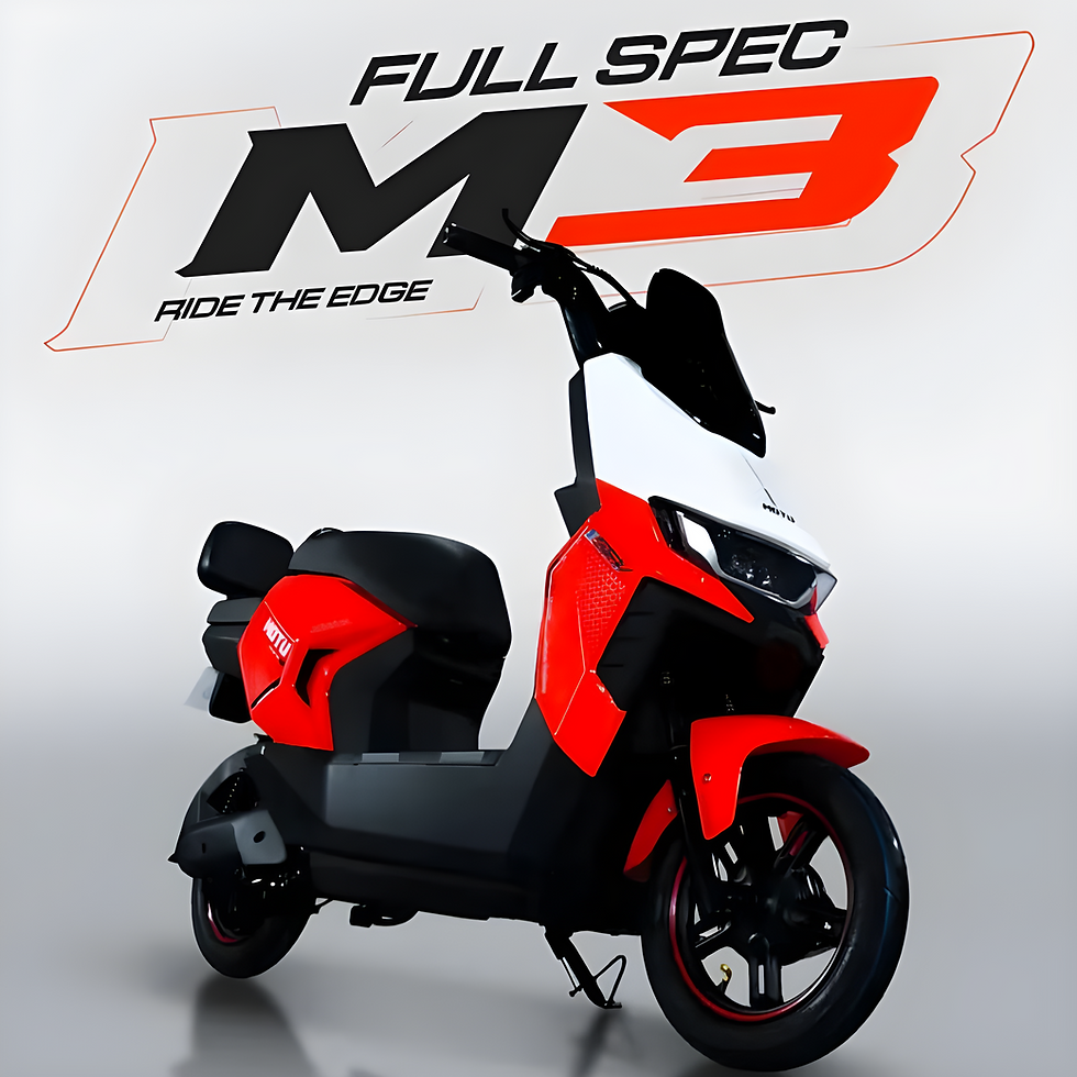 MOTU M3 menggunakan motor listrik berdaya 600 W yang dipadukan dengan baterai 48 V 12 Ah. Sistem tersebut didukung kontroler 6 MOSFET dengan arus 18 A.