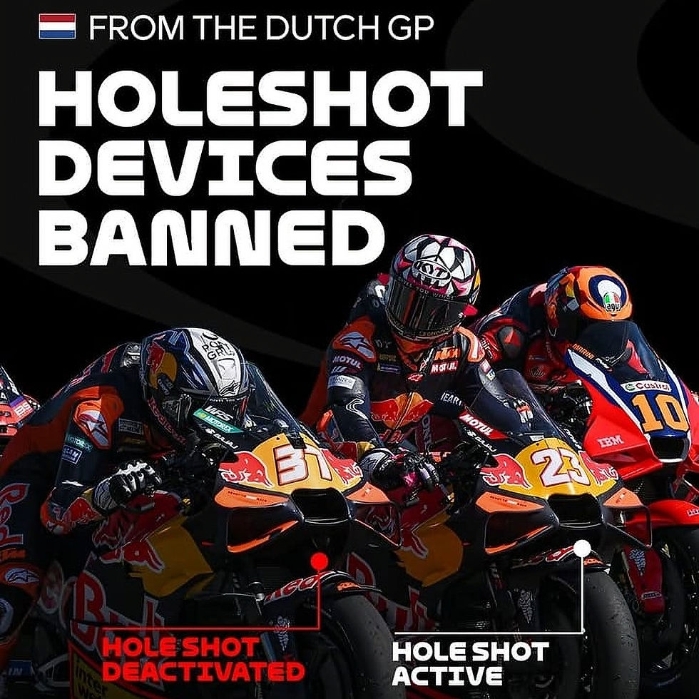 Perubahan paling signifikan adalah pelarangan penggunaan holeshot device pada fase start balapan dimulai, pada seri berikutnya MotoGP Belanda.