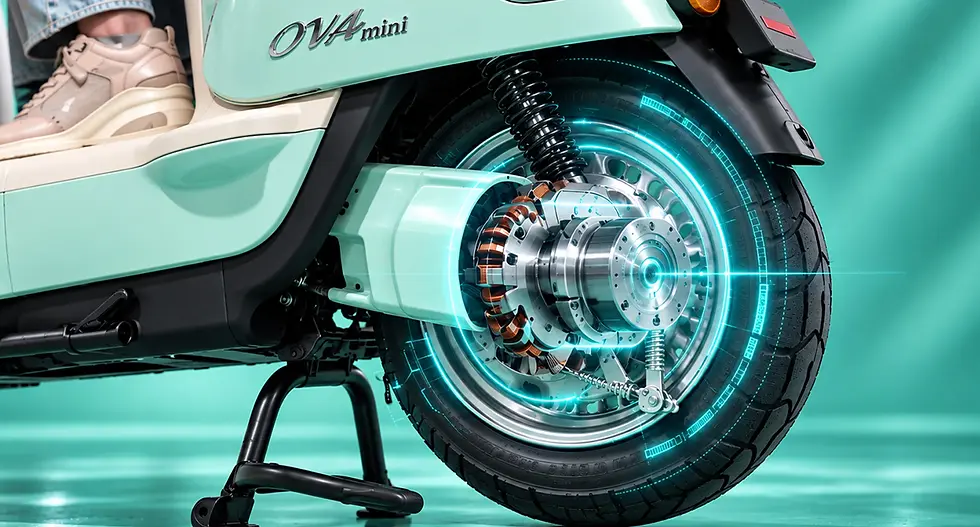 OVA MINI menggunakan tipe motor yang sama dengan OVA, tapi daya lebih rendah, yakni 500 W, dengan kecepatan maksimum 25 km/jam.