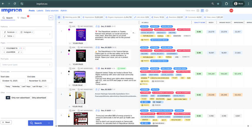 Imprion's main interface