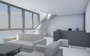 Rendering van living op 3de verdieping