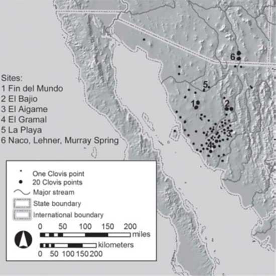 Mapa de Clovis en Sonora