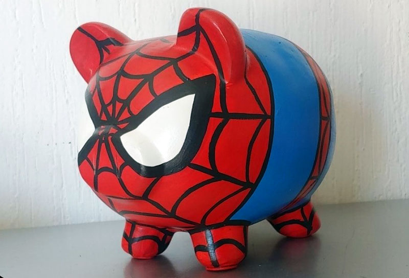 Alcancía de Spiderman. Alcancías Hilo Rosa Hermosillo