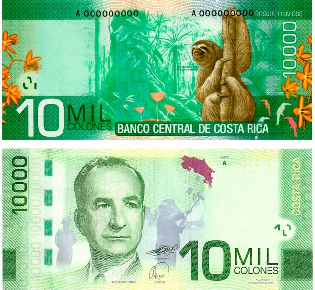 Billete de 10 mil colones de Costa Rica