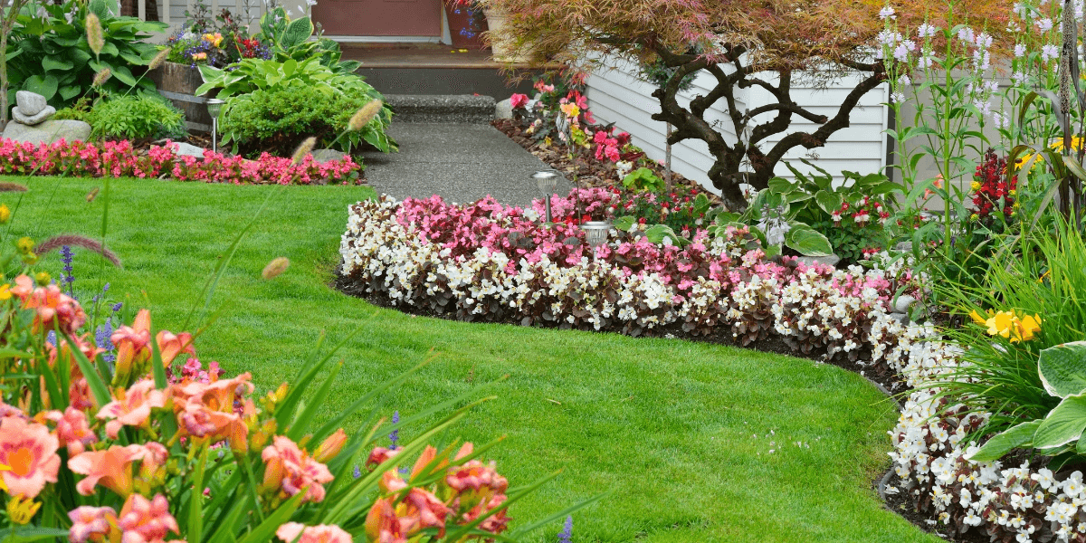 A beautiful garden landscaping that showcases symmetry