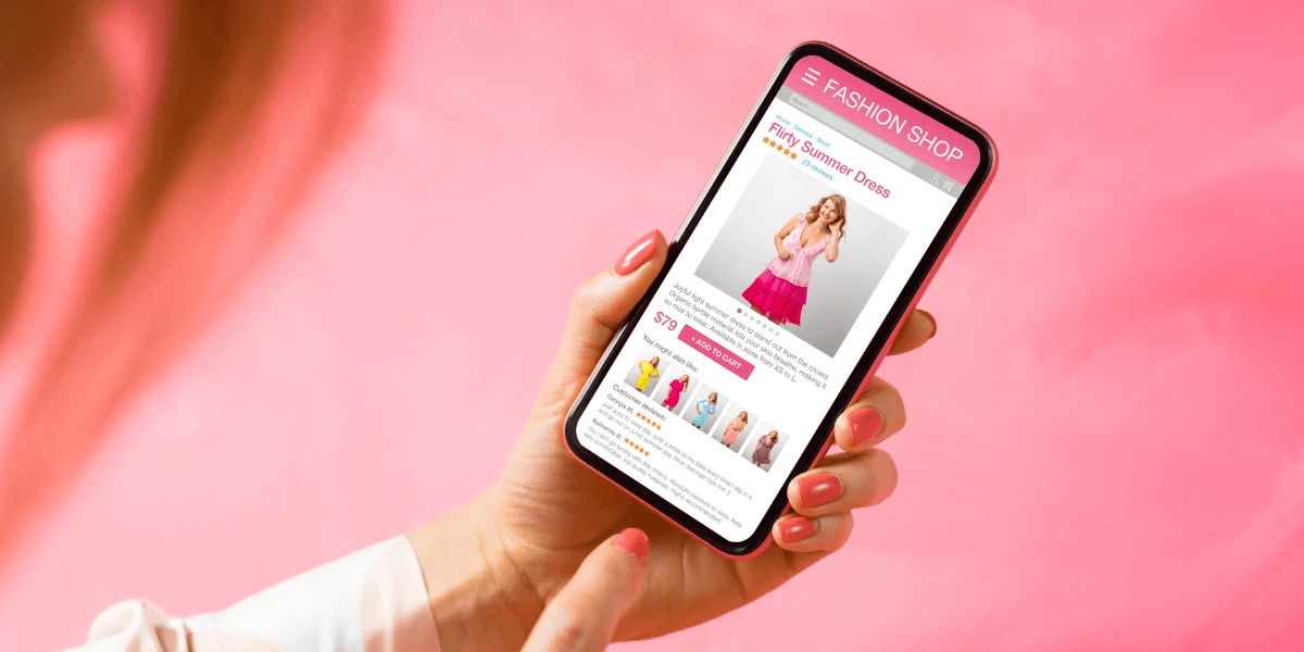 Image of person using mobile device to shop