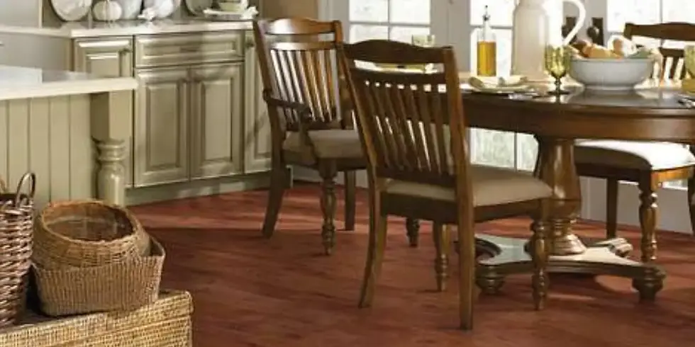 Dining and kitchen with vinyl plank flooring designed to mimic hardwood - Tyson Plank by Shaw Floors