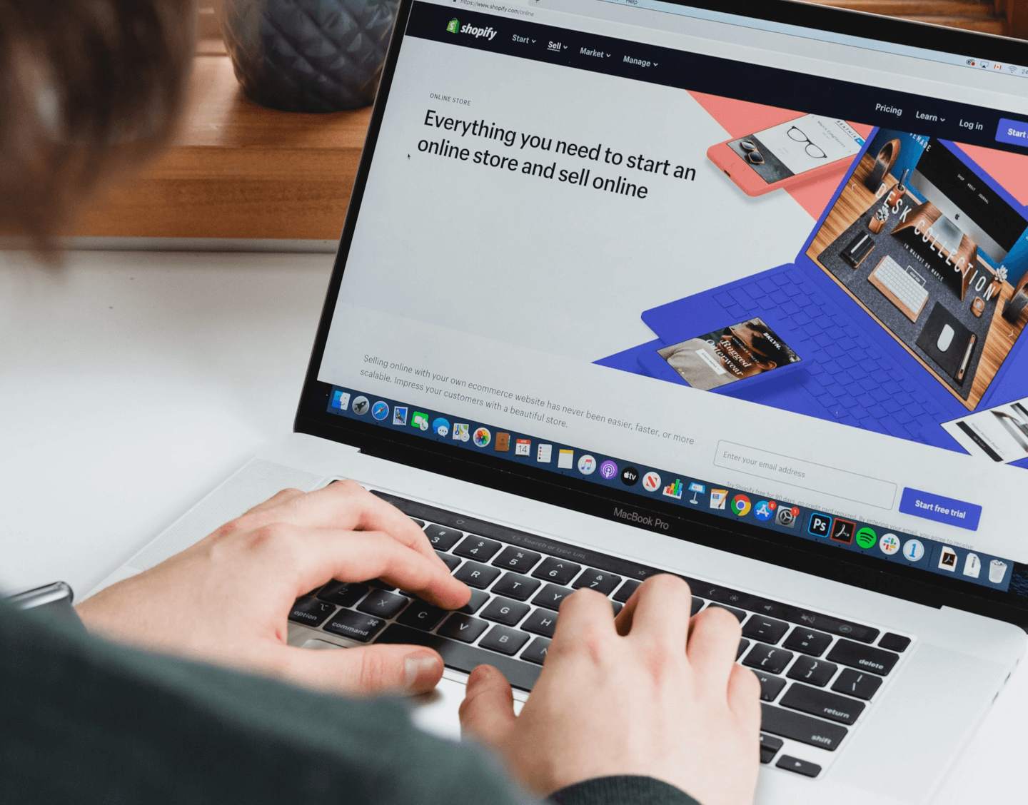 An image of someone starting their e-commerce design platform