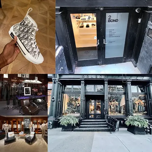 A collage of luxury items and storefronts that can be seen on NY Fashion Geek's Luxury Tour