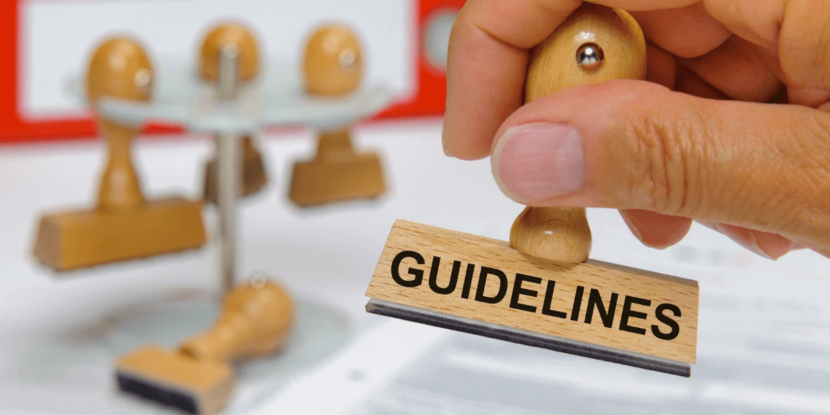 'Guidelines' mark on rubber stamp