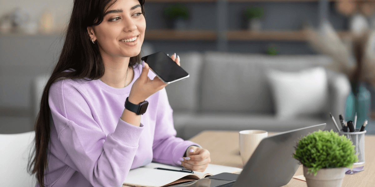 A person using a voice search on a smartphone.